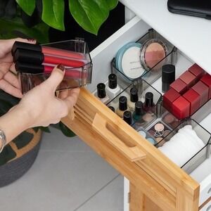 Clear Stackable Storage Drawer Organizers Bins Makeup Craft Office 12 pack